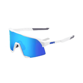 Sunglasses 100% S3 Matte White - HiPER Blue Multilayer Mirror Lens - Genetik Sport