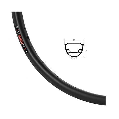 Rim Damco 26" 32h Double Wall Disc - Black - Genetik Sport
