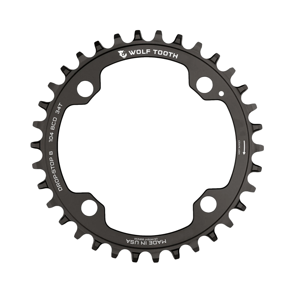 Chainring Wolf Tooth for Shimano 104BCD 12spd 34T - Black - Genetik Sport