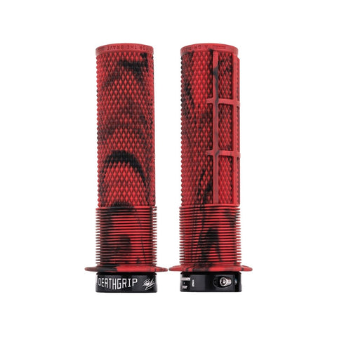 Poignées DMR Deathgrip Flanged Thick Rouge Marbré - Genetik Sport